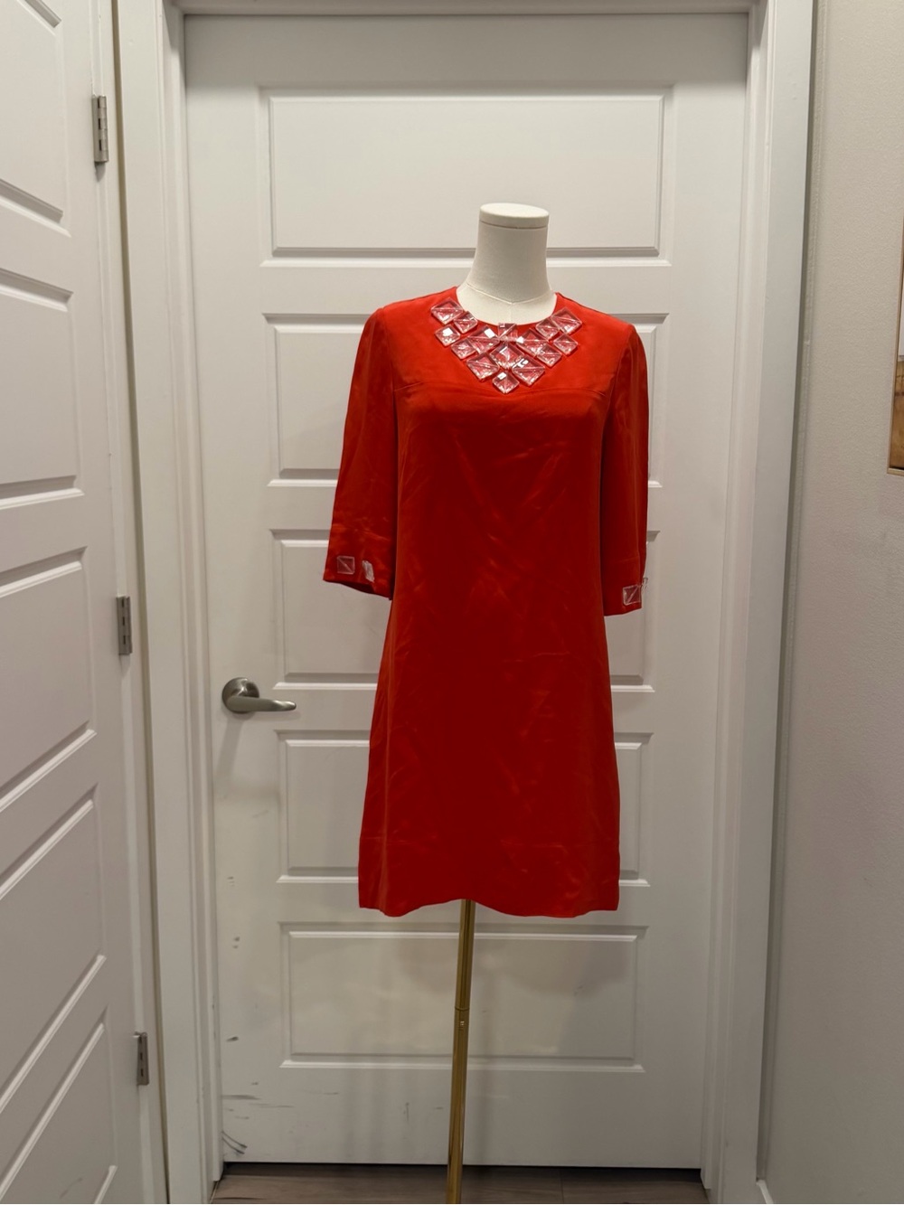 Shoshanna Red Silk Embellished Shift Dress - Women's - Picture 3 of 8